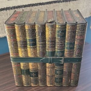 Vintage Book Spine Trinket Box - Antique Book Stack Design in Green & Brown